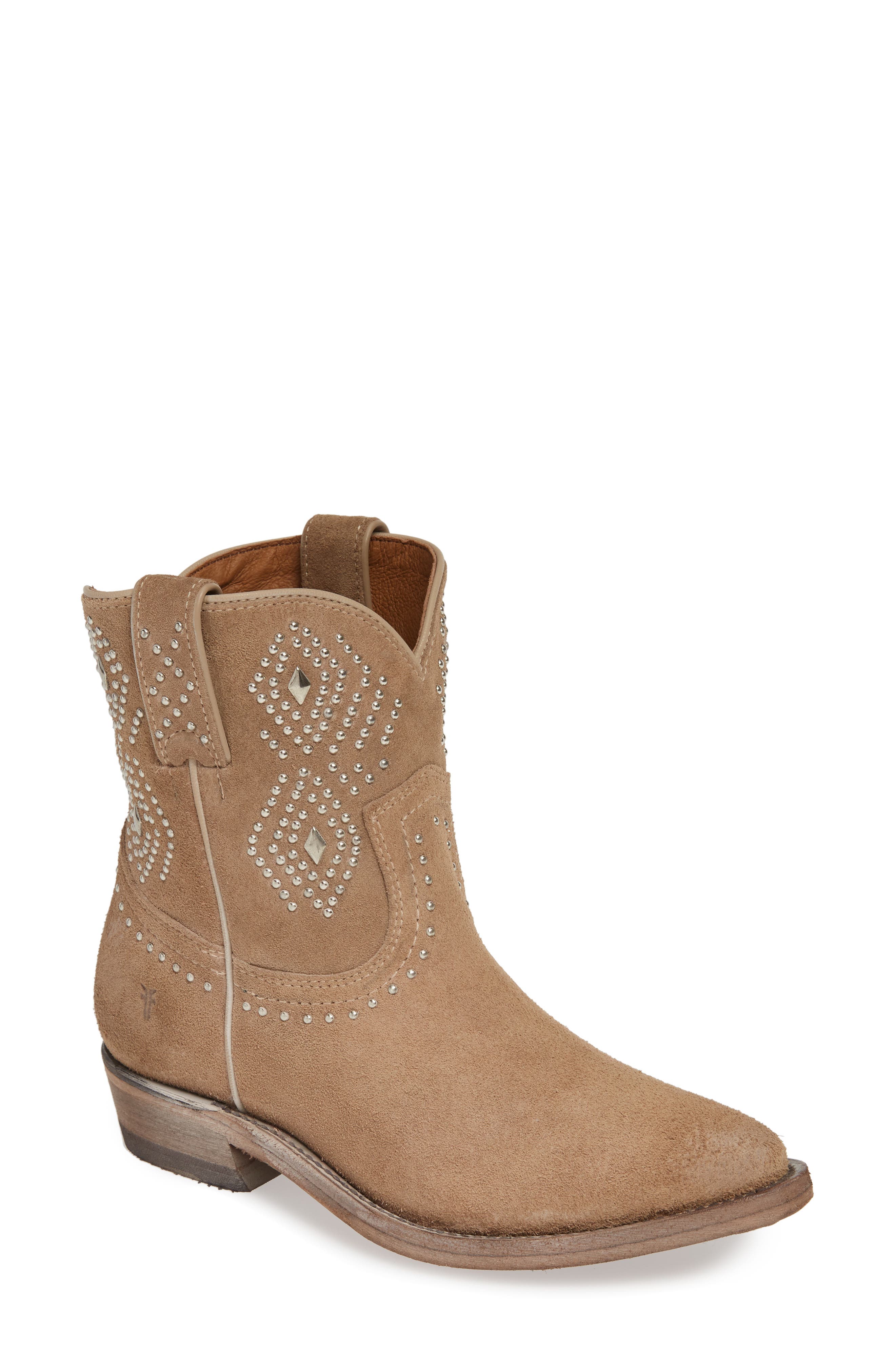 Frye Billy Stud Short Western Boot- Beige