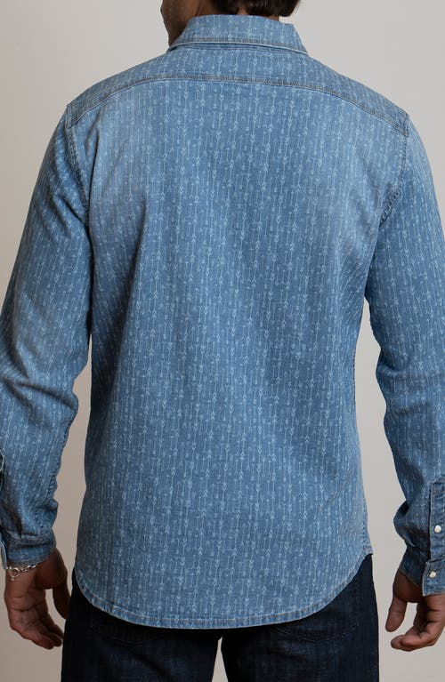 Shop Canyon Of Heroes Arrow Stretch Western Denim Shirt In Light Blue