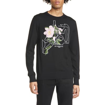 Givenchy Peony Jacquard Crewneck Sweater, Grey