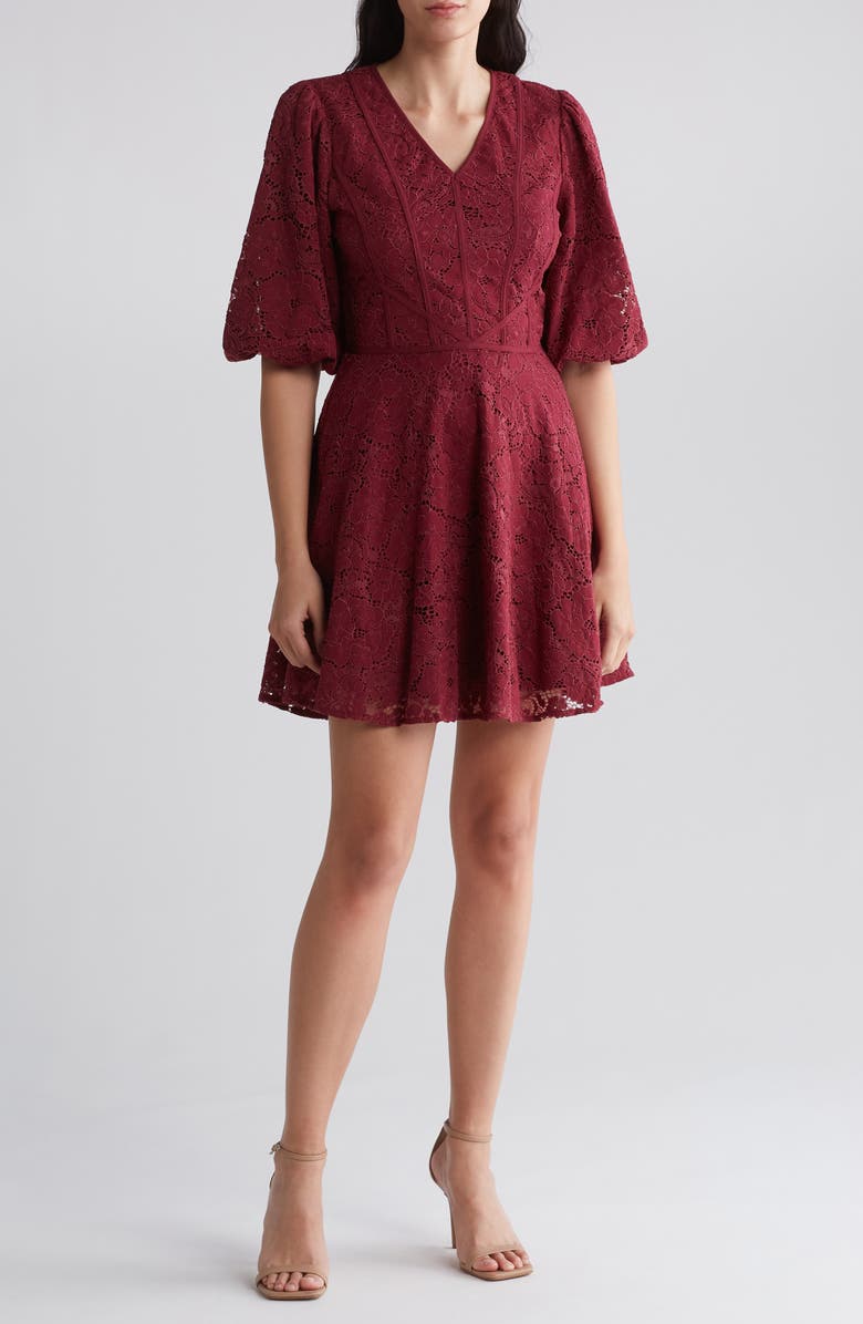 Rachel Parcell V Neck Puff Sleeve Minidress Nordstromrack