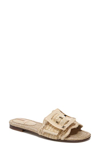Sam Edelman Bambi Womens Open Toe Slip On Slide Sandals In Natural