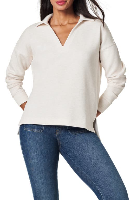 SPANX AirEssentials Polo Top in Oatmeal Heather at Nordstrom, Size X-Small