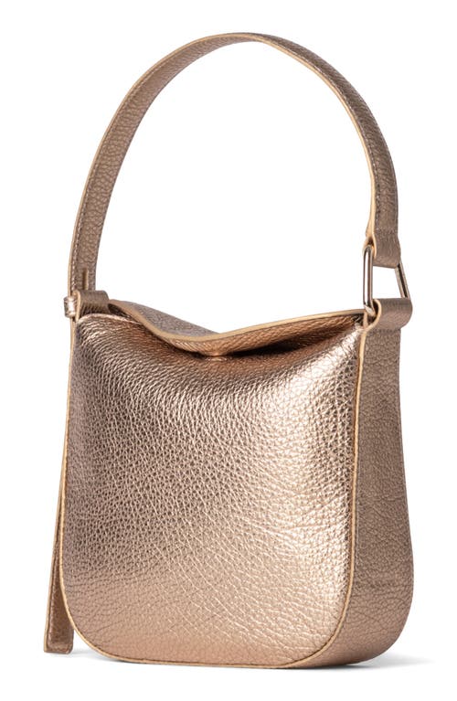 Shop Akris Mini Anna Metallic Leather Hobo Bag In 222 Antique Gold