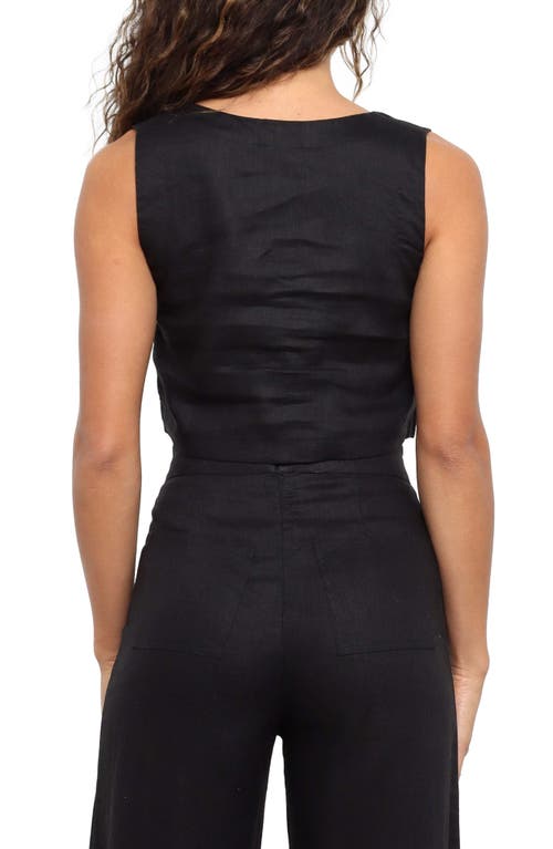 Petal And Pup Petal & Pup Devlin Linen Crop Tank In Black