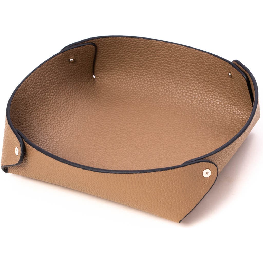 Bey-berk Catchall Leather Valet Tray In Gold