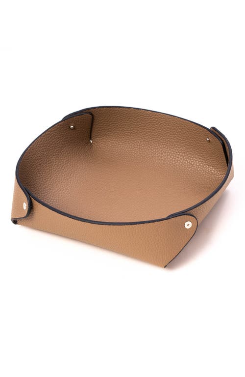 Shop Bey-berk Catchall Leather Valet Tray In Taupe