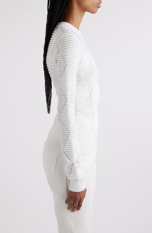 Shop Balmain Diamond Texture Pattern Sweater In 0fa White