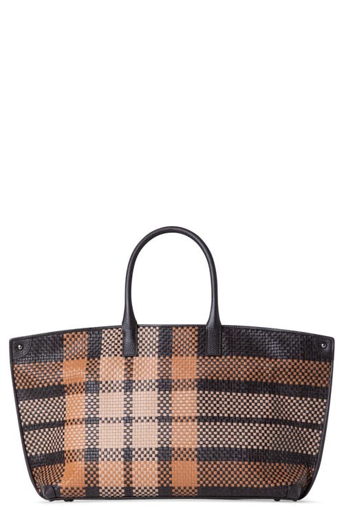 AKRIS AKRIS AI SMALL PLAID BRAIDED LEATHER TOP HANDLE TOTE