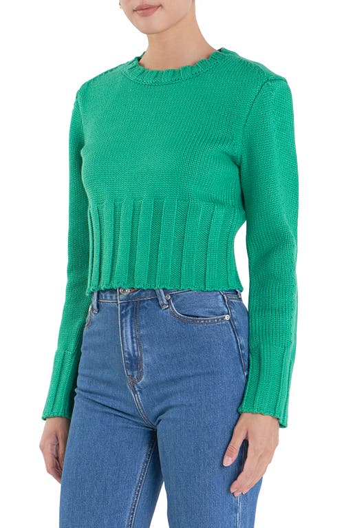 English Factory Open Back Cropped Sweater In Green In Green