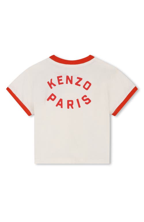 Shop Kenzo Kids' Cotton Logo Graphic Ringer T-shirt In Ivory