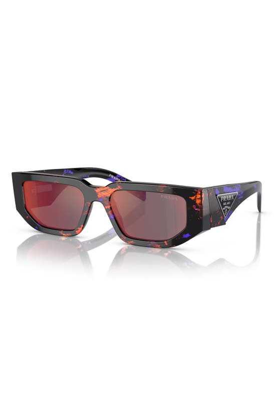 Shop Prada 54mm Rectangle Polarized Sunglasses In Abstract Orange