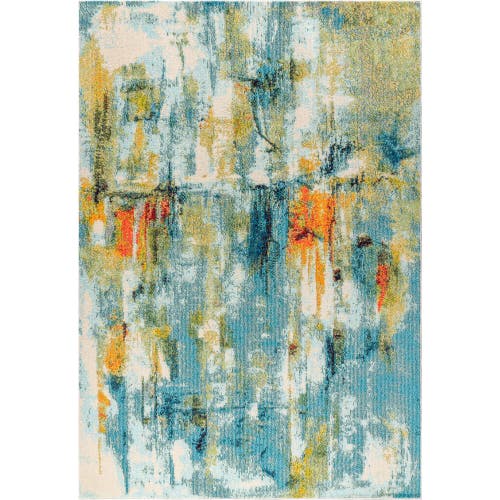 Jonathan Y Contemporary Pop Modern Abstract Waterfall Area Rug In Blue/cream