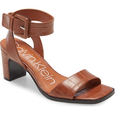 Calvin Klein Damita Ankle Strap Sandal, Brown