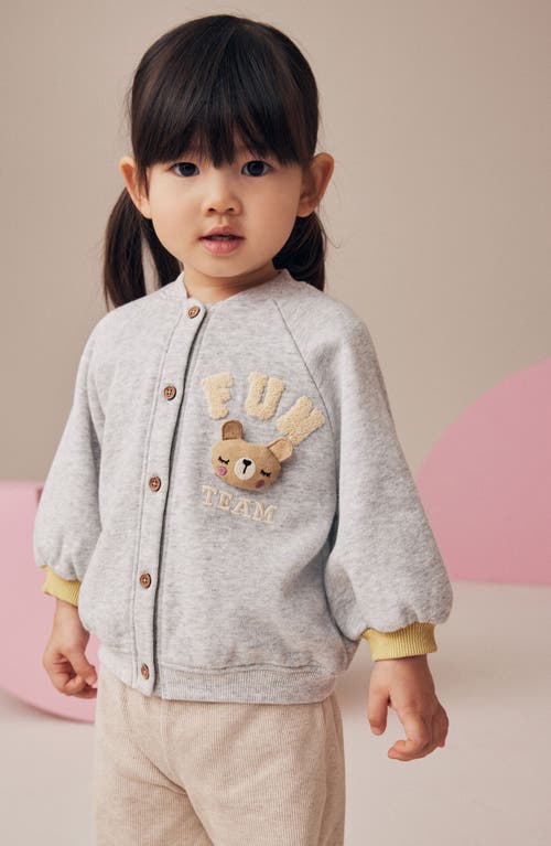 Shop Next Kids' Bear Appliqué Knit Baseball Jacket In Grey