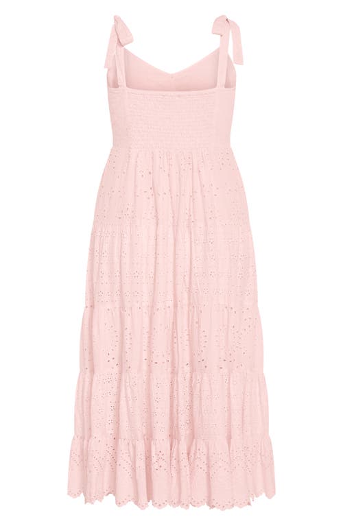 Shop City Chic Allegra Eyelet Embroidered Maxi Dress In Soft Pink