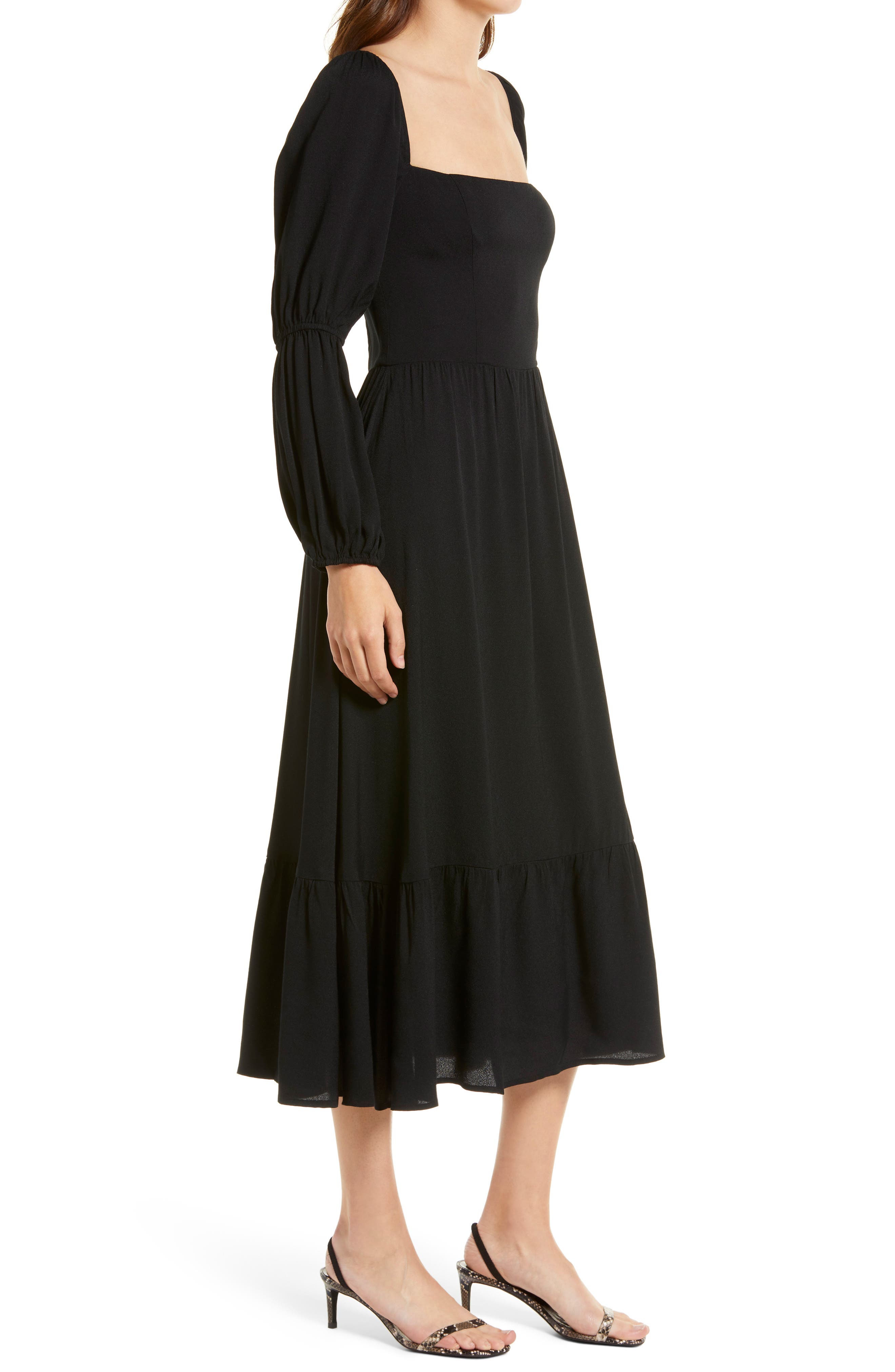 basic long sleeve midi dress