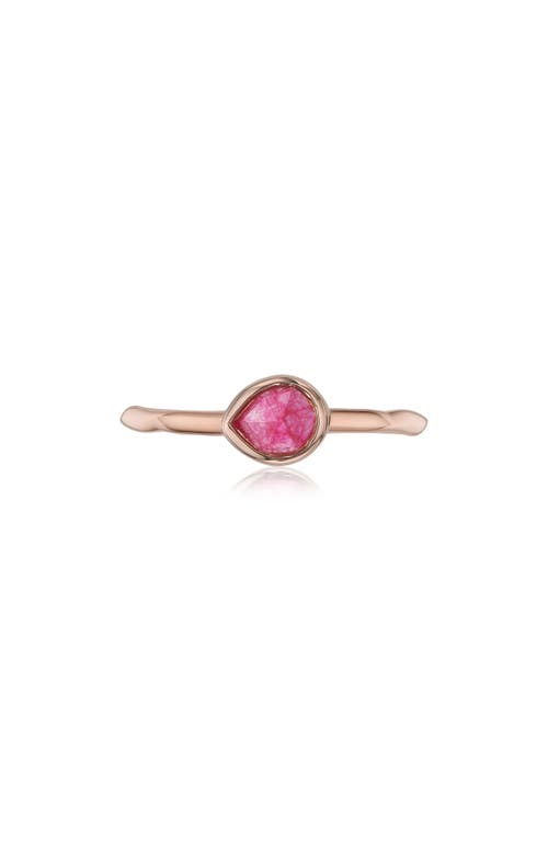 Monica Vinader Siren Small Stacking Ring In Pink Quartz/rose Gold