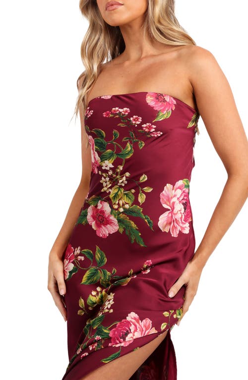 Petal And Pup Petal & Pup Bryden Strapless Satin Maxi Dress In Red