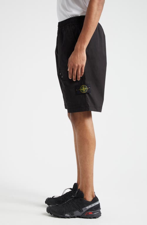 Shop Stone Island Stretch Cotton Cargo Bermuda Shorts In Black