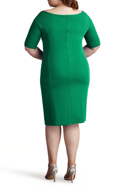 Tadashi Shoji Plus Size Pleated Faux-wrap Crepe Midi Dress In Bamboo