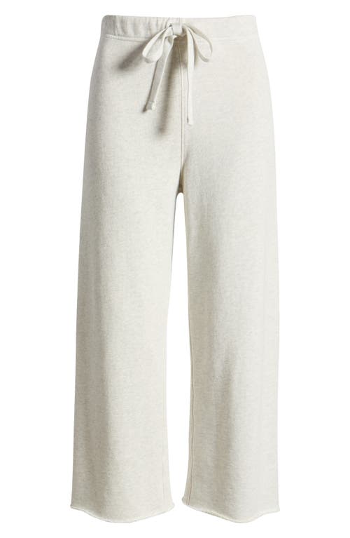 Frank & Eileen Catherine Crop Wide Leg Sweatpants In Heather White Melange