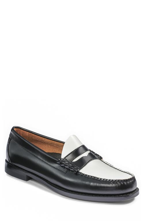 Men’s 1950s Shoes Styles- Classics to Saddles to Rockabilly G.H. Bass  Co. Larson Leather Penny Loafer in BlackWhite at Nordstrom Size 7 $155.00 AT vintagedancer.com