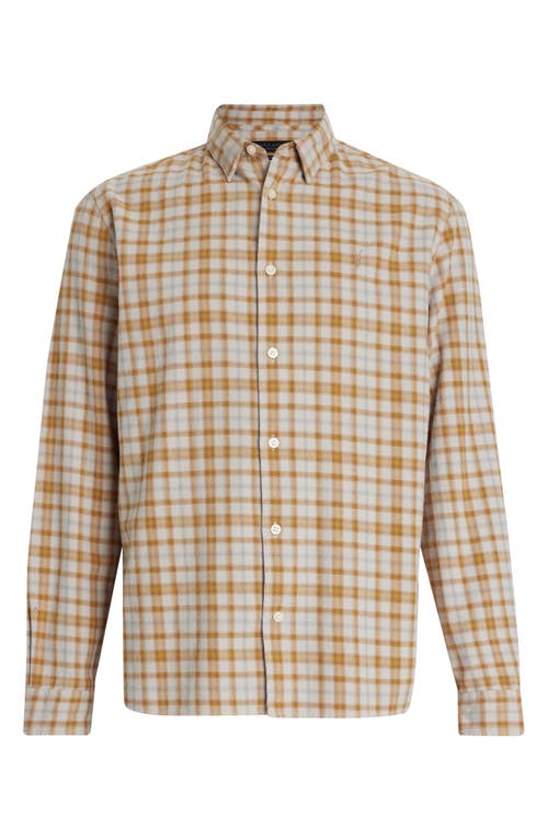 Allsaints Sonny Plaid Flannel Button-up Shirt In Faded Taupe