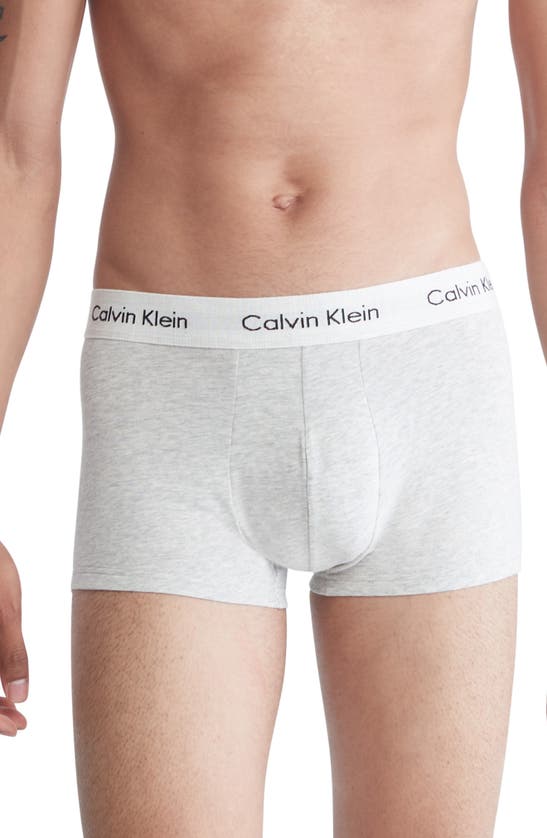 Calvin Klein 3-pack Stretch Cotton Trunks In Grey Heather
