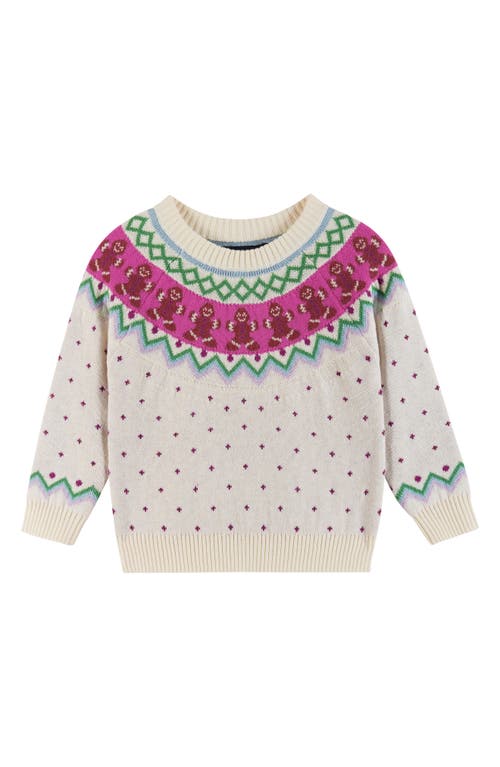 Andy & Evan Gingerbread Fair Isle Sweater & Leggings Set In White Gingerbread