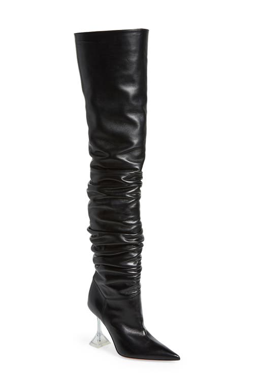 Olivia Glass Pointed Toe Over the Knee Boot in Black