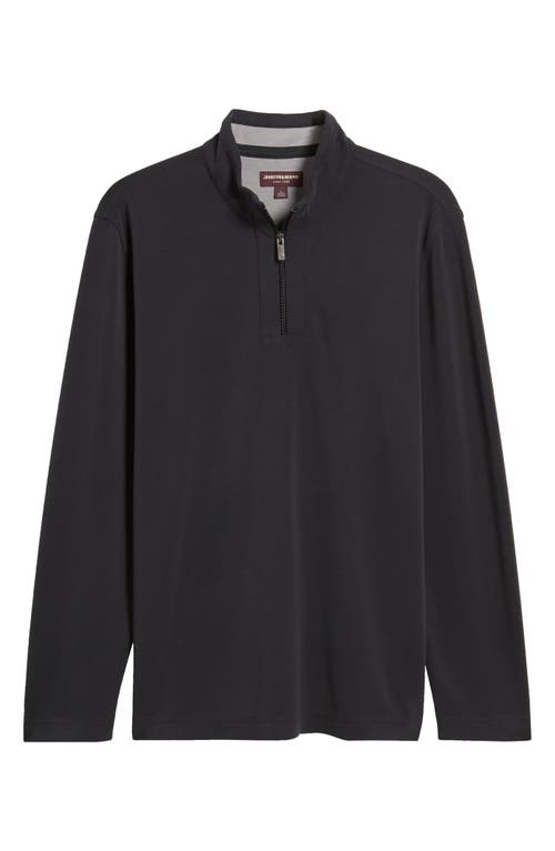 Johnston & Murphy Vintage Wash Quarter Zip Top In Black
