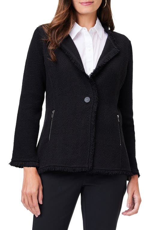 NIC+ZOE Fringe Knit Jacket Black Onyx at Nordstrom,