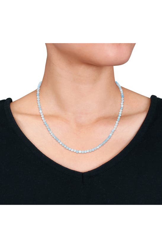 Shop Delmar Fancy Cut Beaded Necklace In Aquamarine
