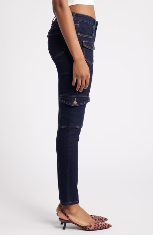 Shop Ptcl Ankle Skinny Cargo Jeans In Dark Indigo