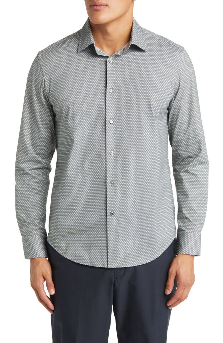 Bugatchi James OoohCotton® Honeycomb Print Button-Up Shirt | Nordstrom