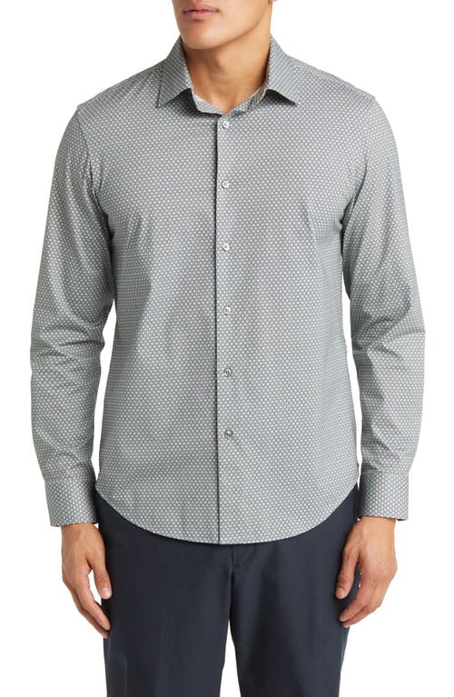 Bugatchi James OoohCotton Honeycomb Print Button-Up Shirt Sage at Nordstrom,