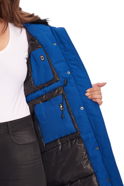 Alpine North Plus Size Laurentian Long Parka Winter With Faux Fur Hood In Blue