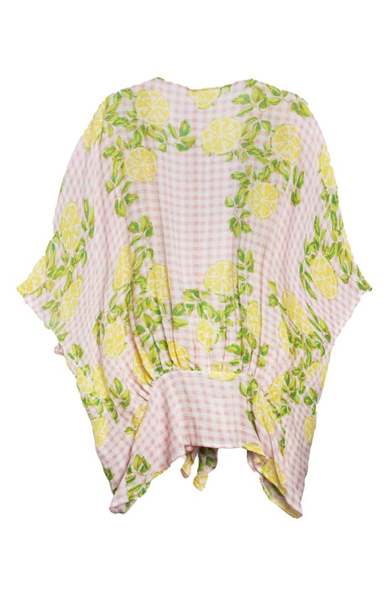 Saachi Gingham Citrus Tie Front Duster In Pink