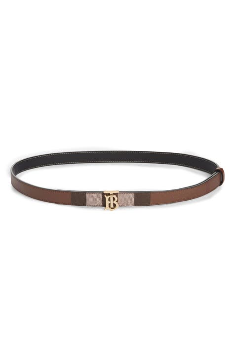 Burberry Canvas and Leather TB Belt Natural/tan - Women