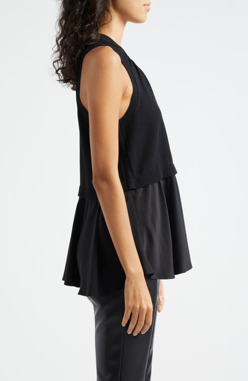 Shop Cinq À Sept Tess Mixed Media Layered Top In Black