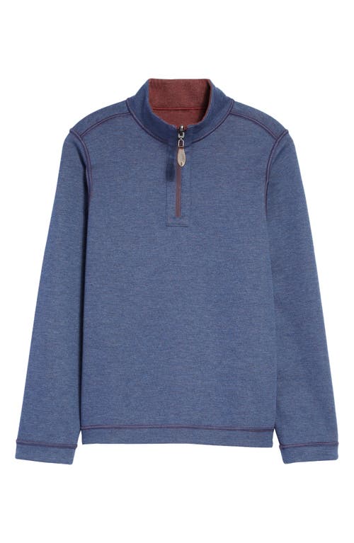 Johnston & Murphy Kids' Solid Reversible Quarter Zip Pullover In Berry/blue