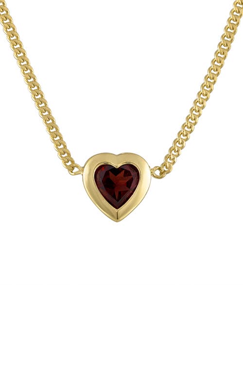 Fzn Heart Charm Necklace In Garnet