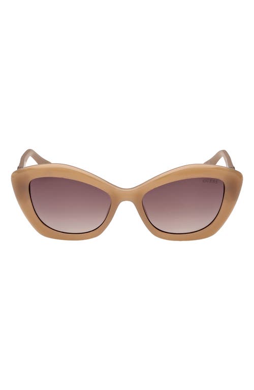 GUESS 54mm Gradient Cat Eye Sunglasses in Shiny Beige /Gradient Brown