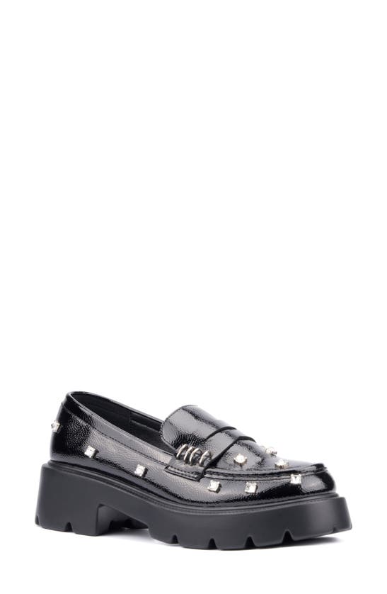 Shop Olivia Miller Luscious Crystal Embellished Penny Loafer In Black