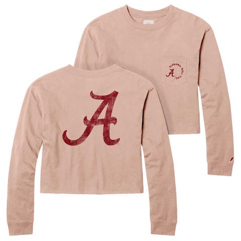 Women's League Collegiate Wear Light Pink Alabama Crimson Tide Clothesline Midi Long Sleeve Cropped T-Shirt