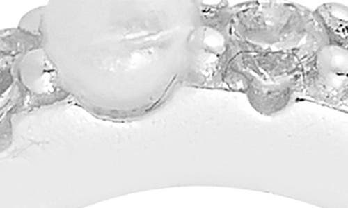 Glaze Jewelry Cz & Cultured Pearl Huggie Hoop Earrings In Silver