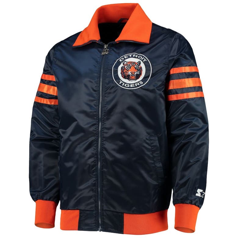 Detroit Tigers Starter The Captain II Full-Zip Varsity Jacket - Navy