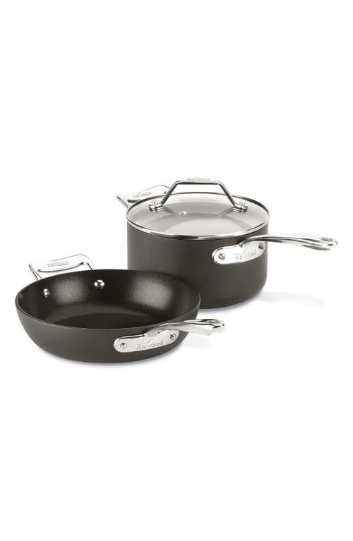 All-Clad Essentials Hard Anodized Aluminum Nonstick Frying Pan & Saucepan Set in Black at Nordstrom