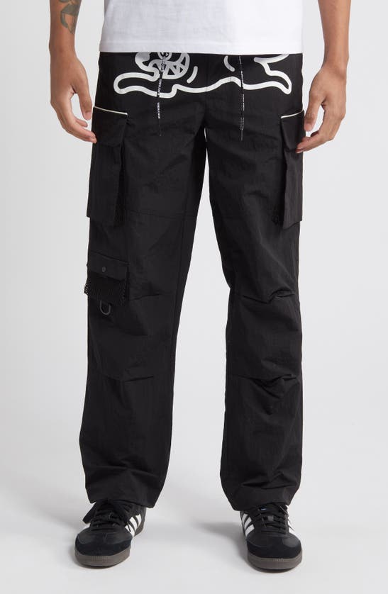 Shop Icecream Coffee Nylon Cargo Pants In Black