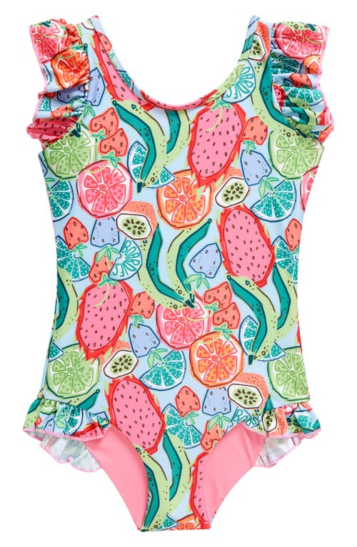 Boardies Kids' Ice Slice Ruffles One-piece Swimsuit In Blue/green/pink Multi